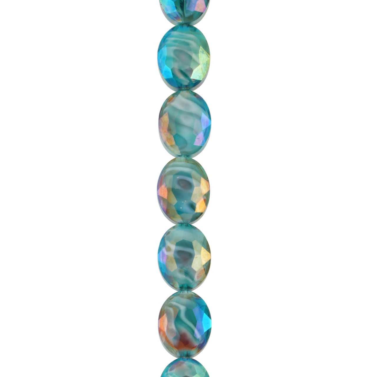 12 Packs: 11 ct. (132 total) Aqua Faceted Glass Oval Beads, 15.5mm by Bead Landing™